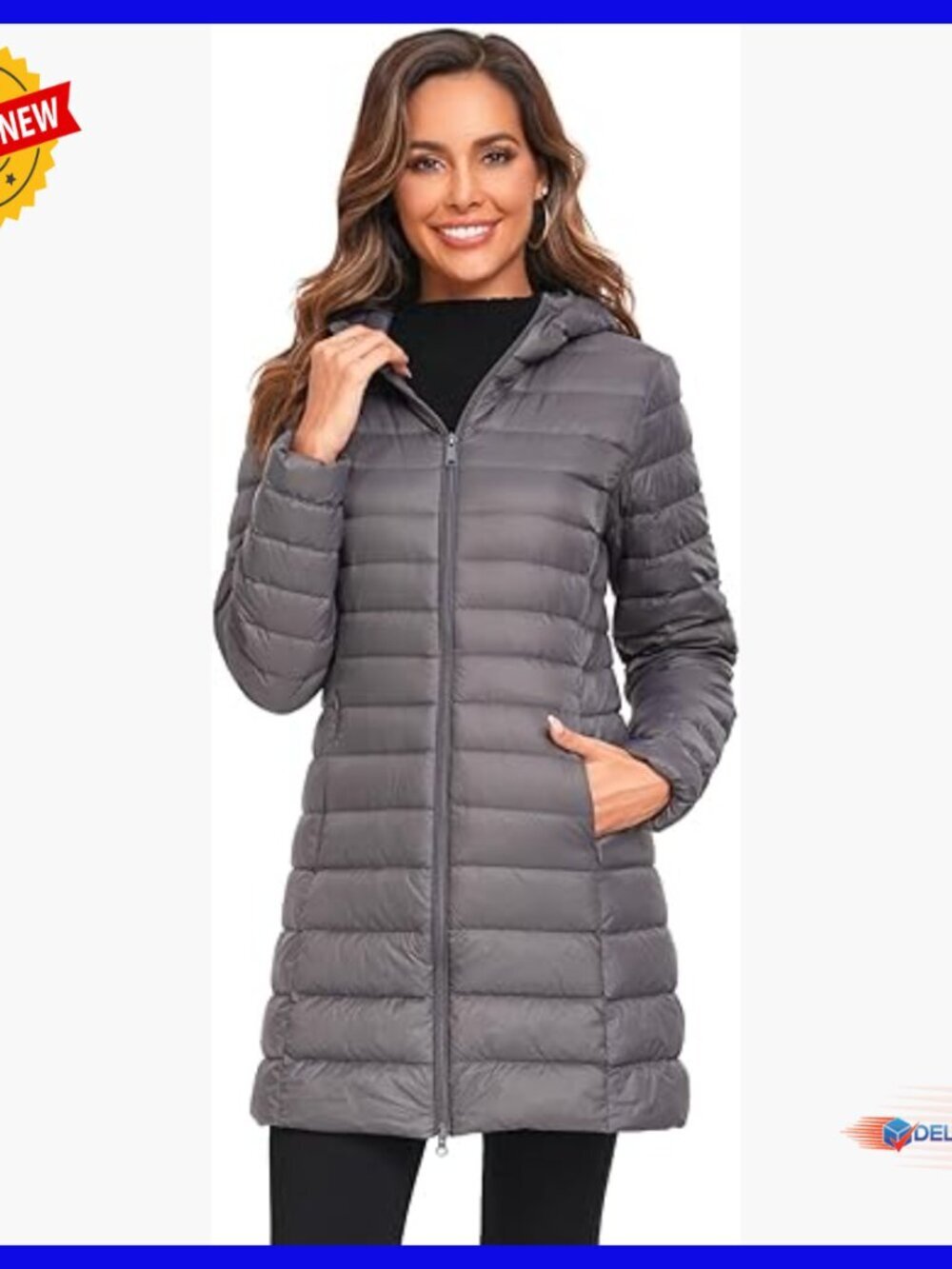 Plus Size Packable Down Jacket Hooded Puffer Coat Winter Outerwear